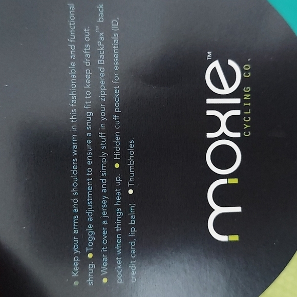 Moxie Cycling Bolero Jacket Black/Aqua Large NWT - Picture 8 of 8